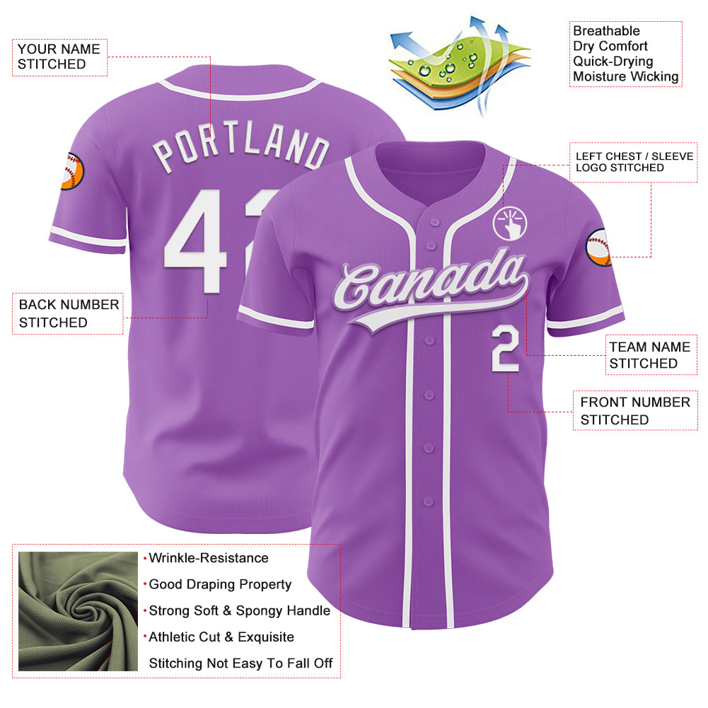 Custom Medium Purple White Authentic Baseball Jersey