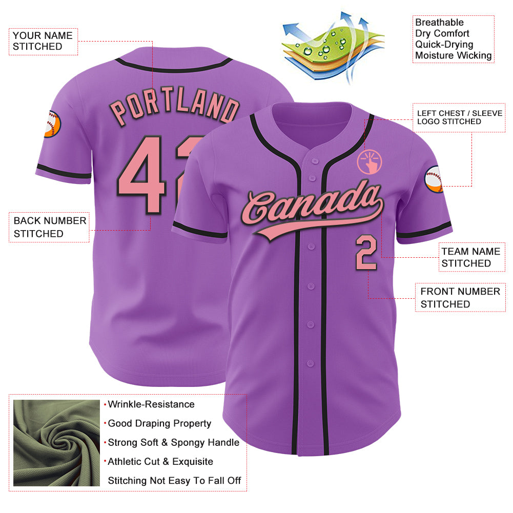 Custom Medium Purple Medium Pink-Black Authentic Baseball Jersey