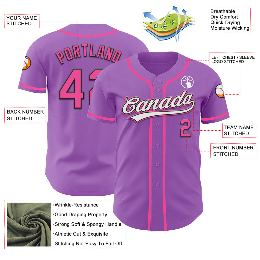 Custom Medium Purple Pink-Black Authentic Baseball Jersey