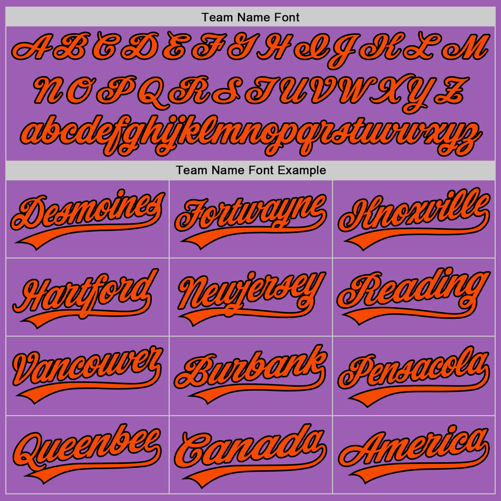 Custom Medium Purple Black-Orange Authentic Baseball Jersey