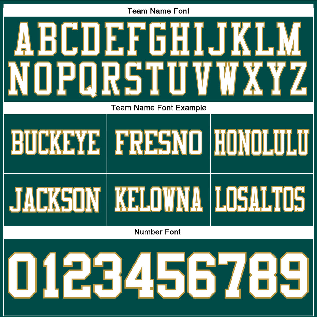 Custom Midnight Green White-Old Gold Authentic Football Jersey
