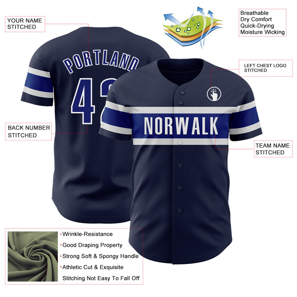 Custom Navy Royal-White Authentic Baseball Jersey