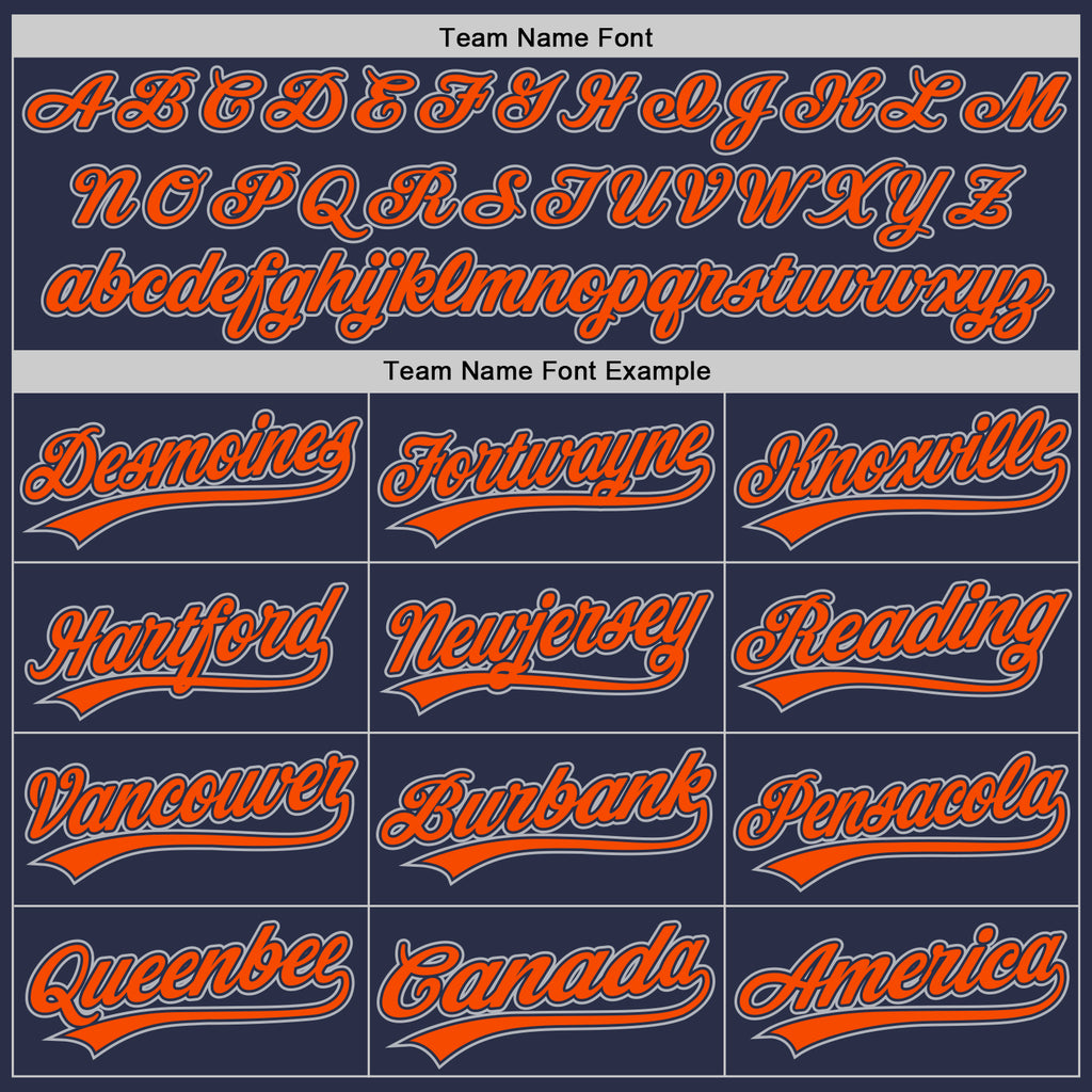 Custom Navy Orange-Gray Authentic Throwback Baseball Jersey