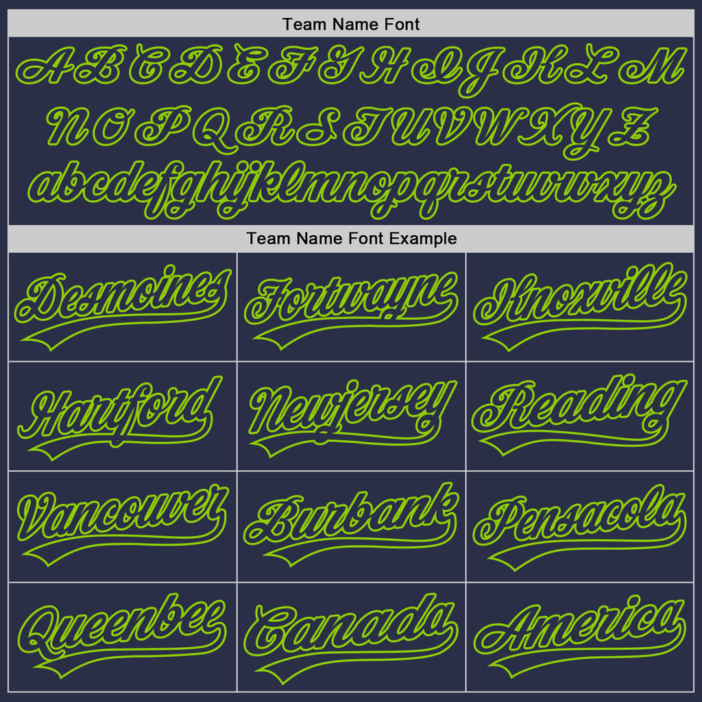 Custom Navy Neon Green Authentic Throwback Baseball Jersey