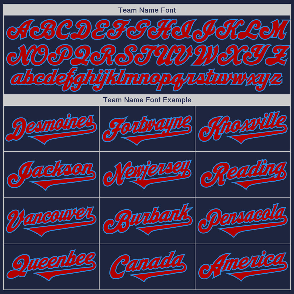 Custom Navy Red-Powder Blue Authentic Baseball Jersey