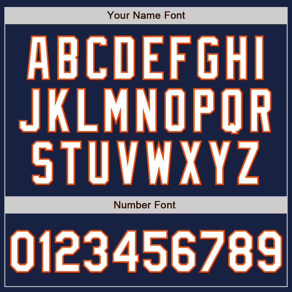 Custom Navy White-Orange Authentic Baseball Jersey