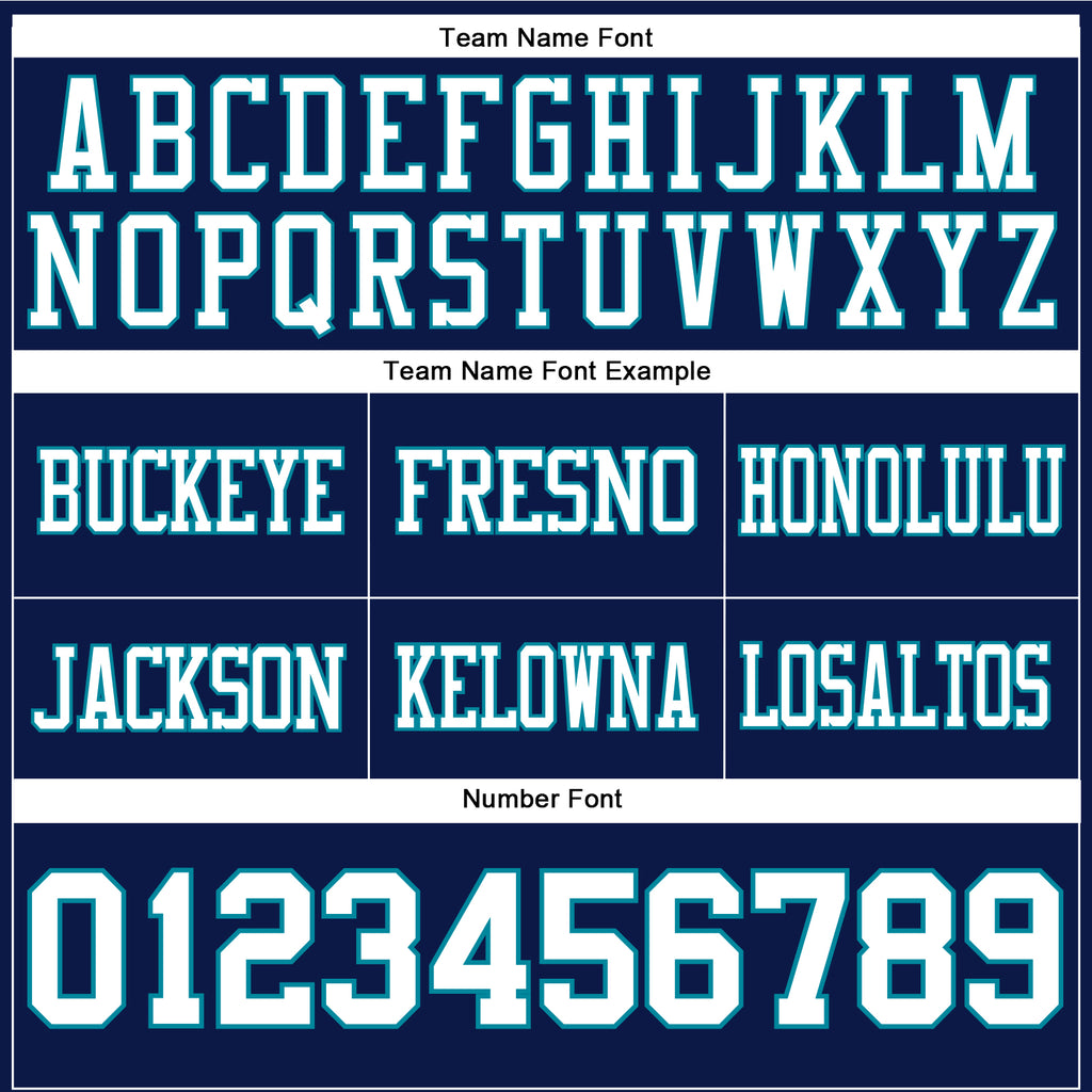 Custom Navy White-Teal Authentic Football Jersey