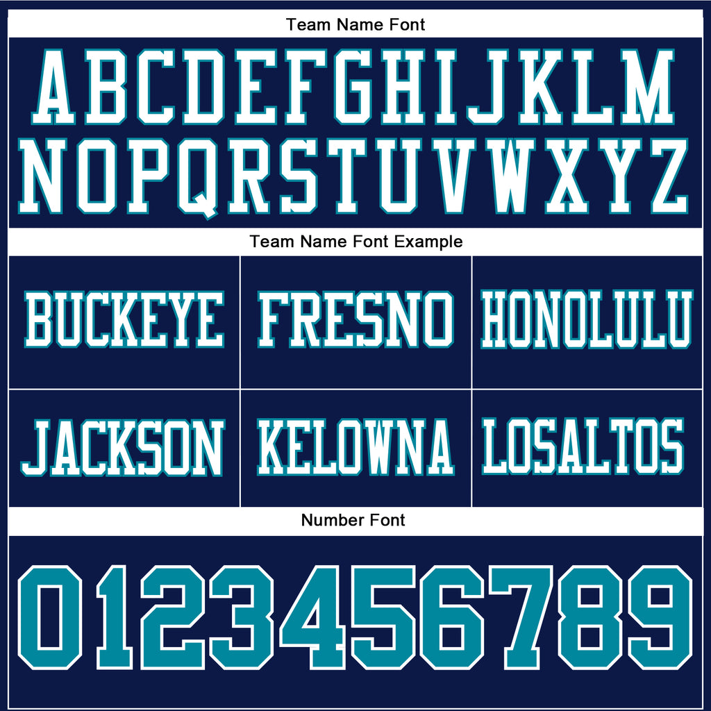 Custom Navy Teal-White Authentic Football Jersey