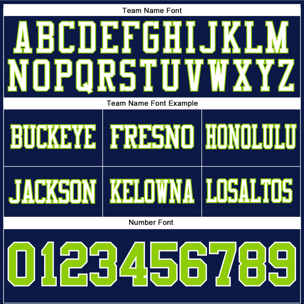 Custom Navy Neon Green-White Authentic Football Jersey