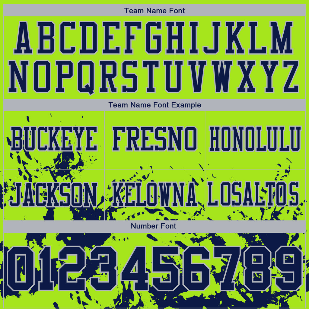 Custom Neon Green Navy-Gray Splash Authentic Football Jersey
