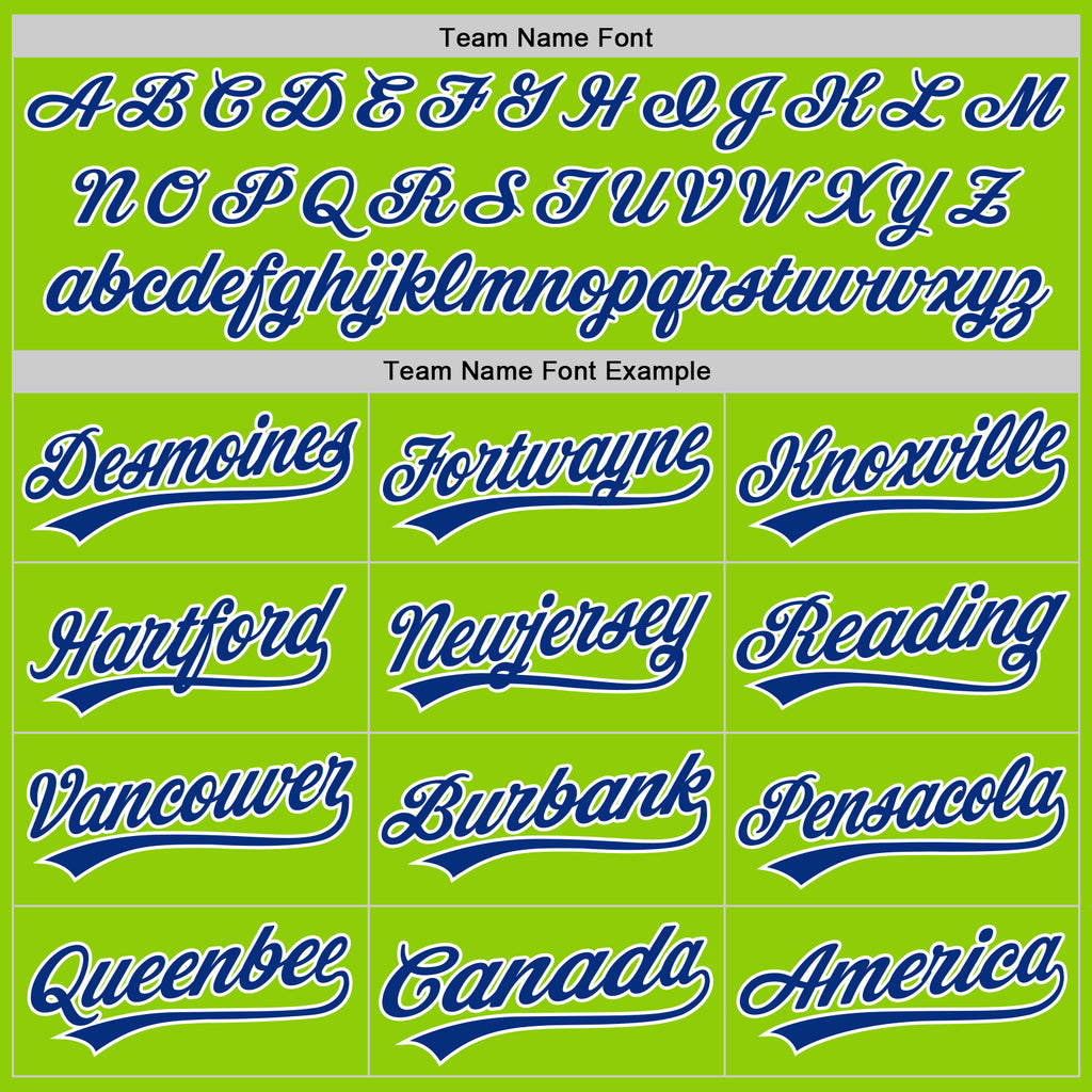 Custom Stitched Neon Green Royal-White Baseball Pullover Sweatshirt Hoodie