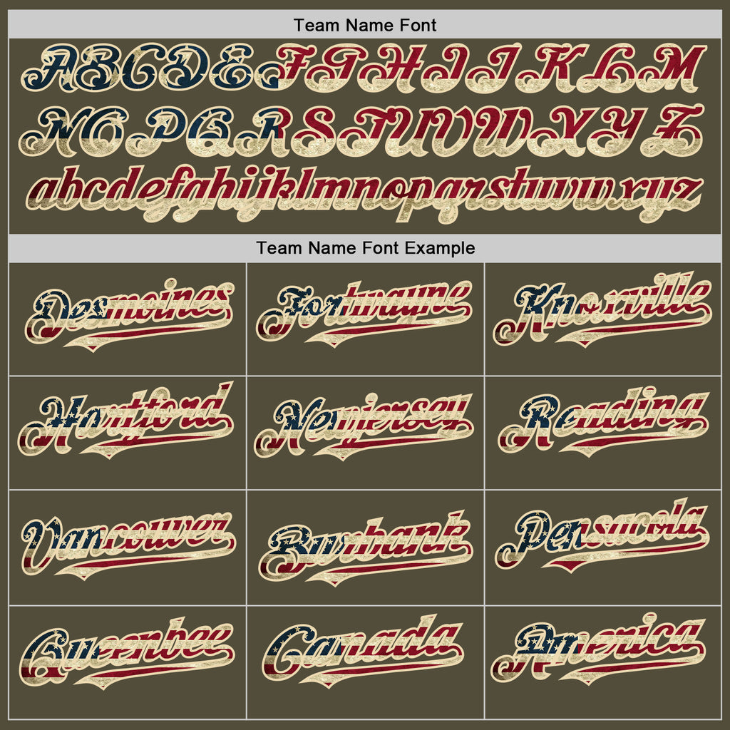 Custom Olive Vintage USA Flag-Cream Mesh Authentic Throwback Salute To Service Baseball Jersey