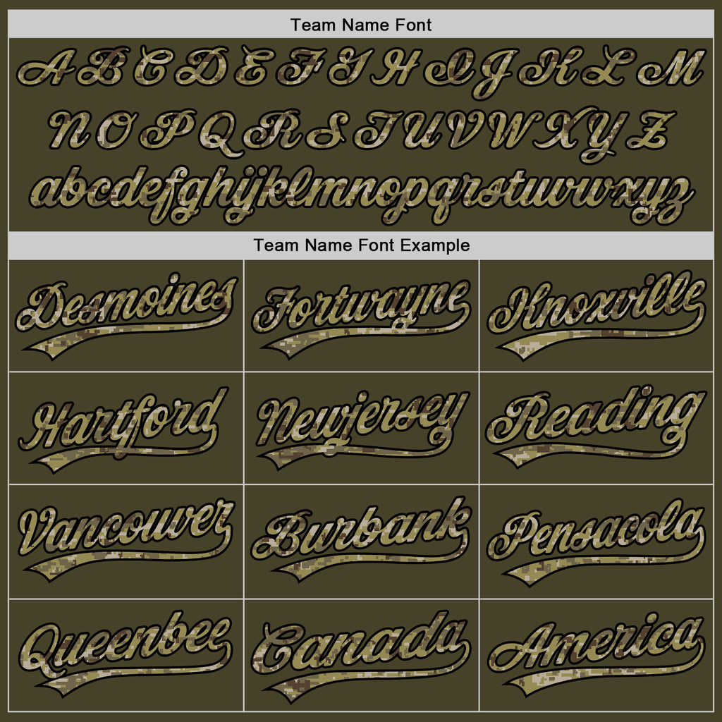 Custom Stitched Olive Camo-Black Baseball Pullover Sweatshirt Hoodie