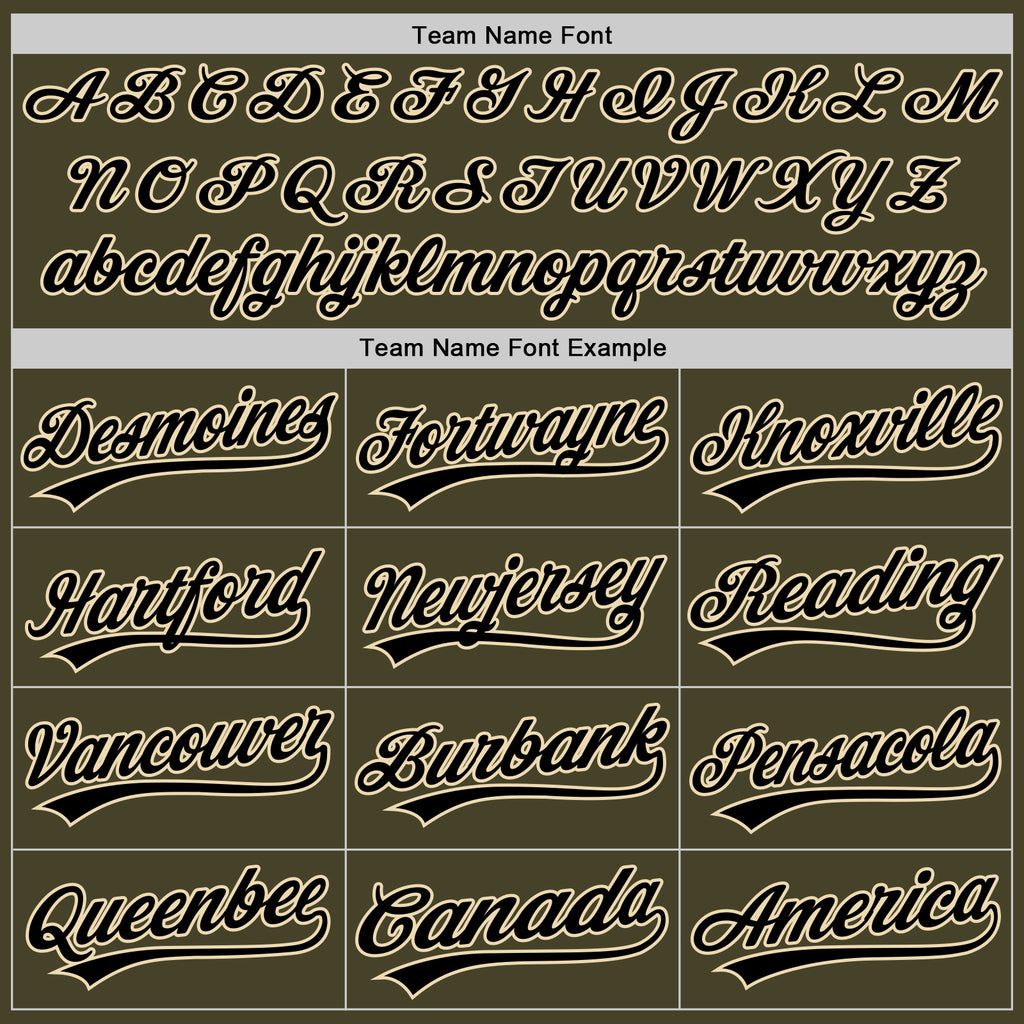 Custom Stitched Olive Black-Cream Baseball Pullover Sweatshirt Hoodie