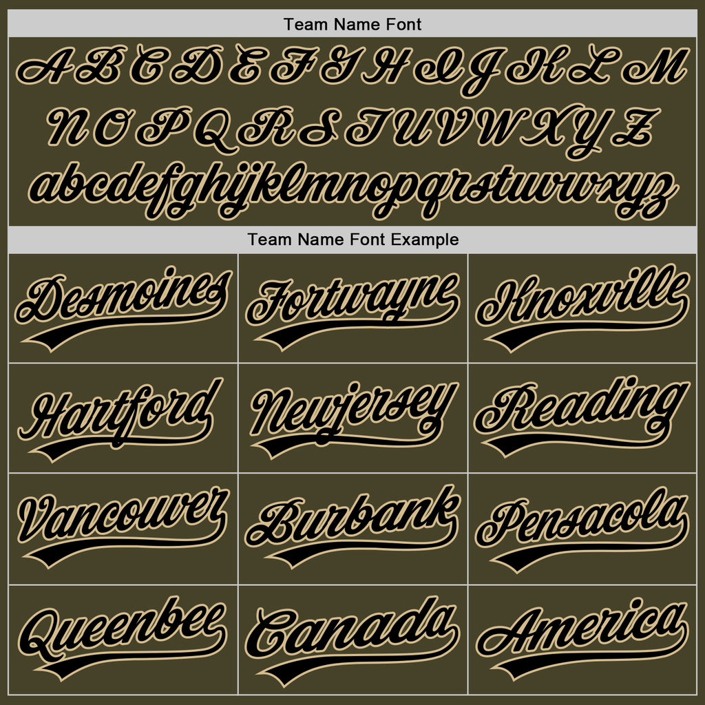 Custom Stitched Olive Black-Vegas Gold Baseball Pullover Sweatshirt Hoodie