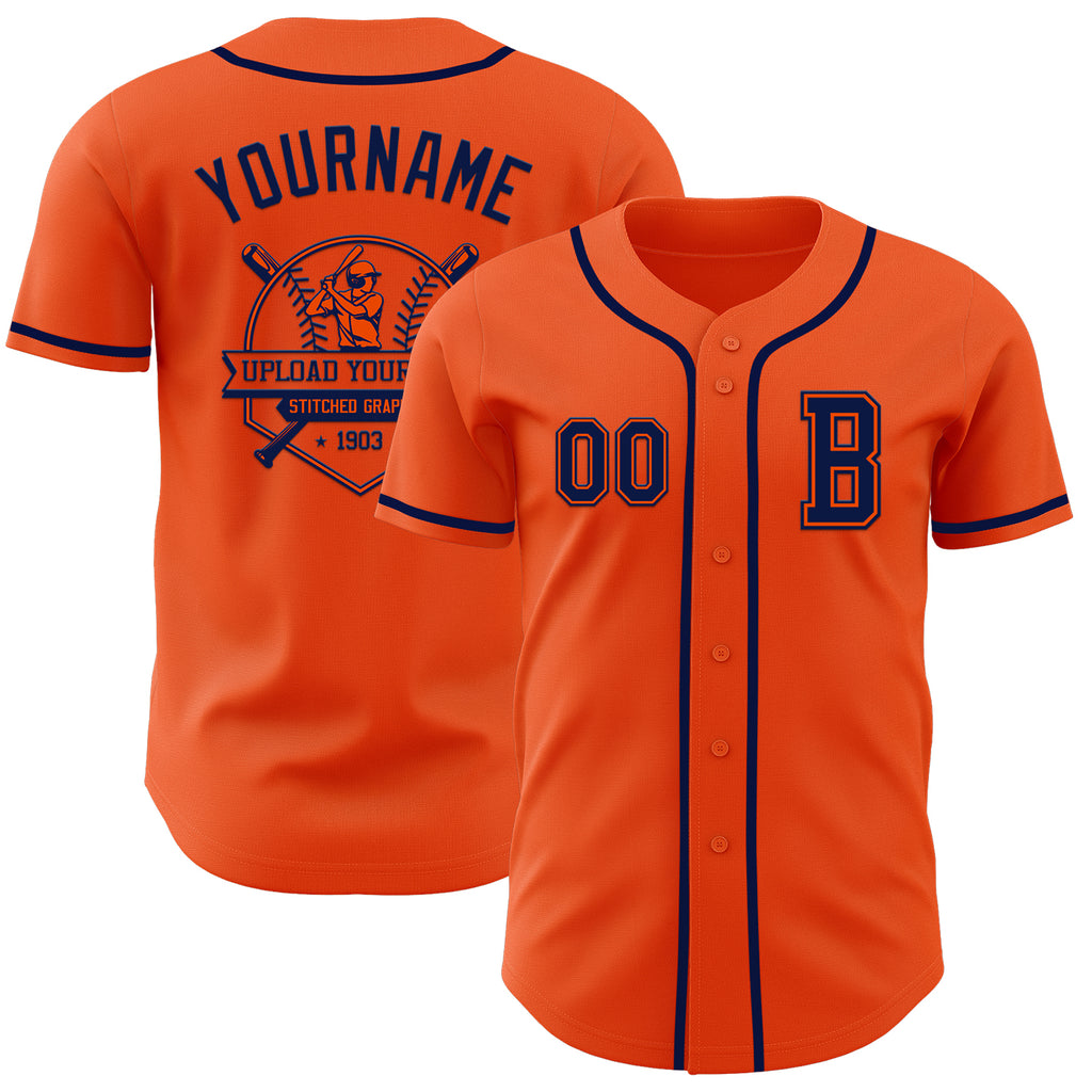 Custom Orange Navy Authentic Baseball Jersey