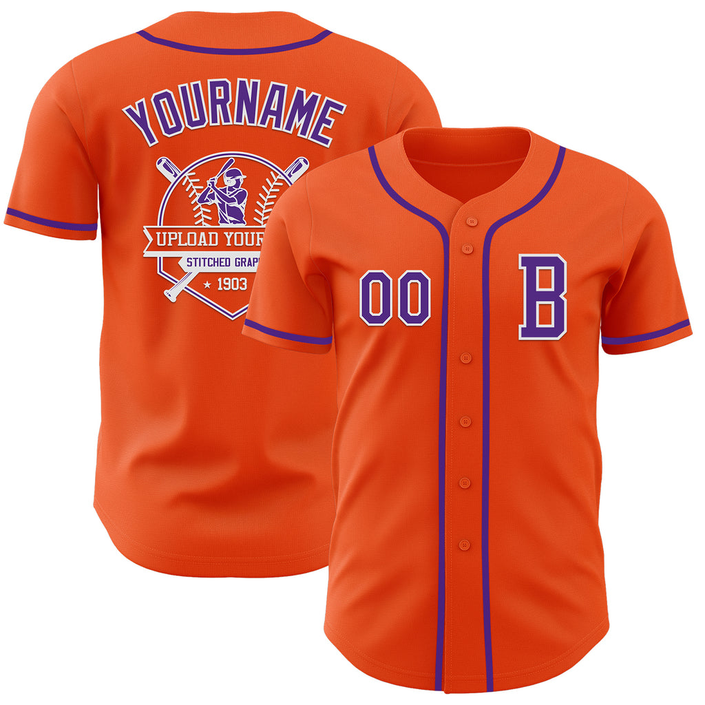 Custom Orange Purple-White Authentic Baseball Jersey