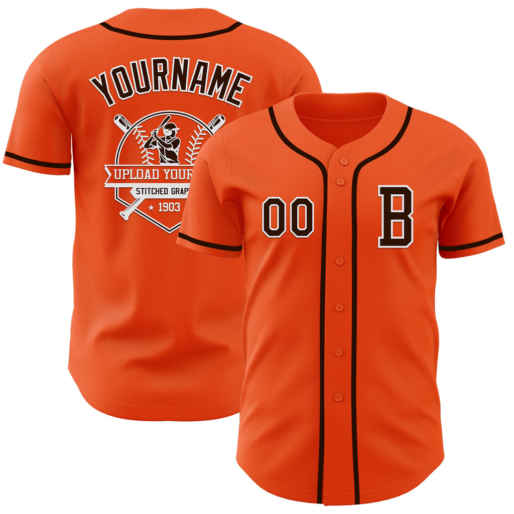 Custom Orange Brown-White Authentic Baseball Jersey