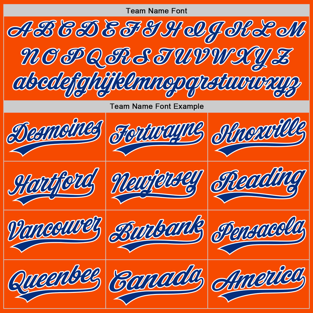 Custom Stitched Orange Royal-White Baseball Pullover Sweatshirt Hoodie