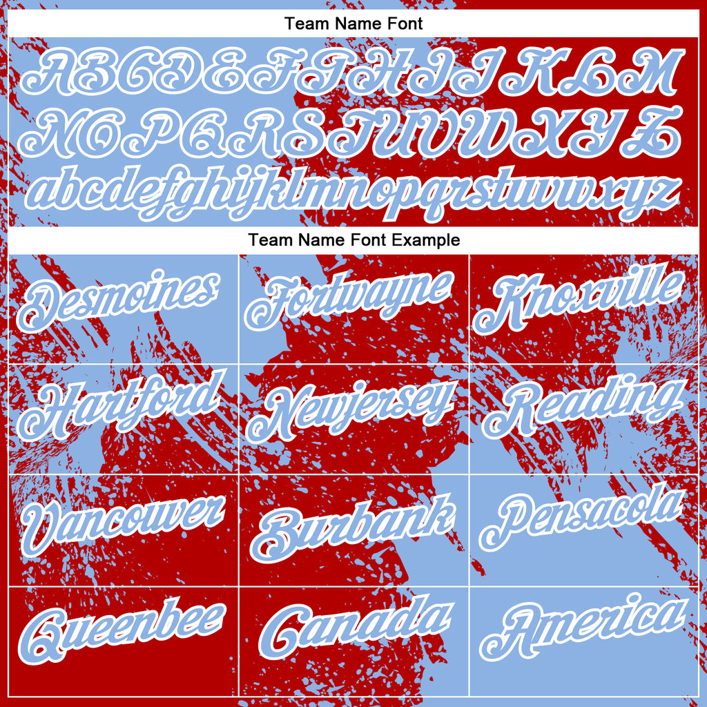 Custom Light Blue Red-White 3D Pattern Design Abstract Brush Stroke Performance Polo Shirt