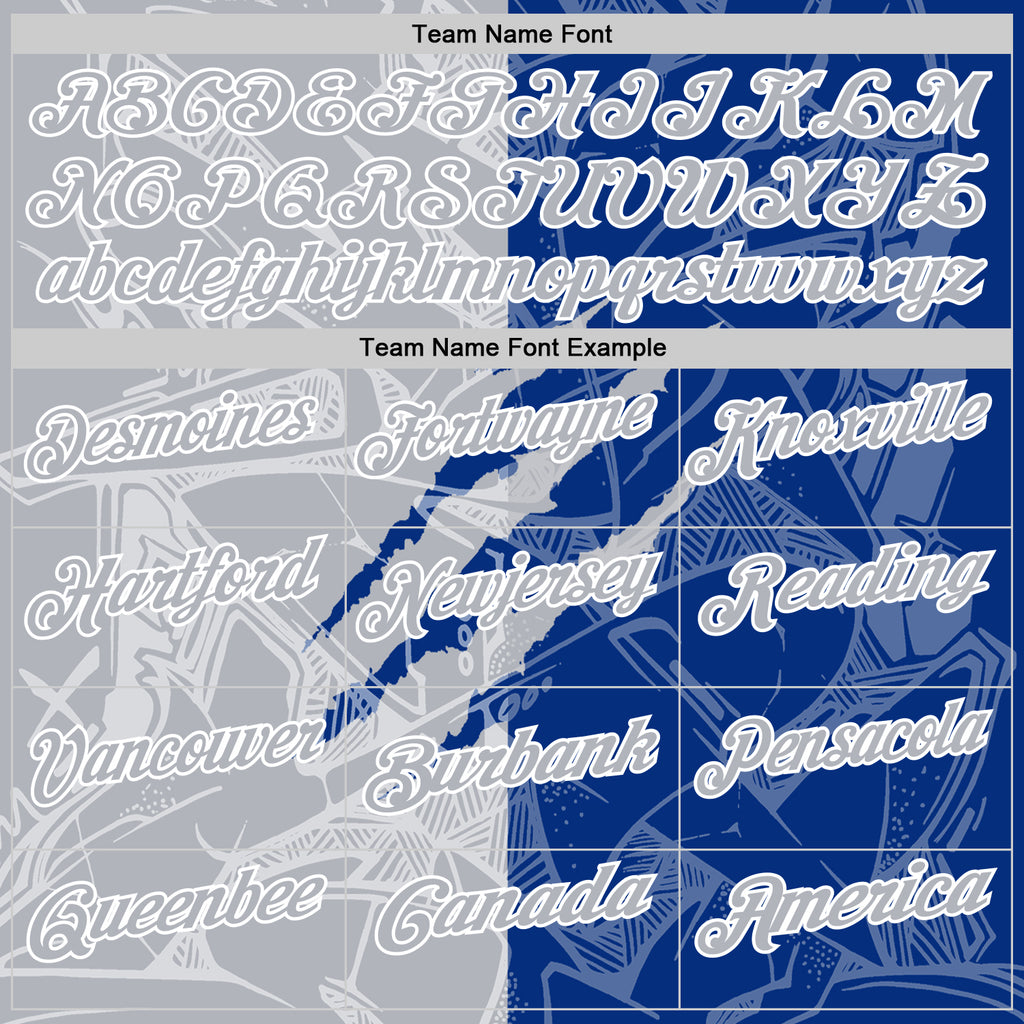 Custom Graffiti Pattern Gray Royal-White 3D Scratch Performance Polo Shirt