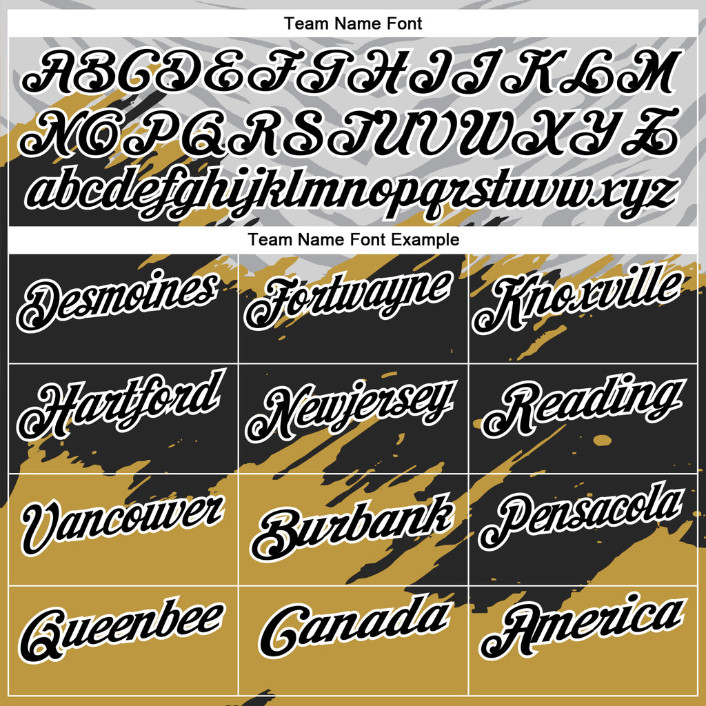 Custom Old Gold Black Gray-White 3D Pattern Design Splash Performance Polo Shirt