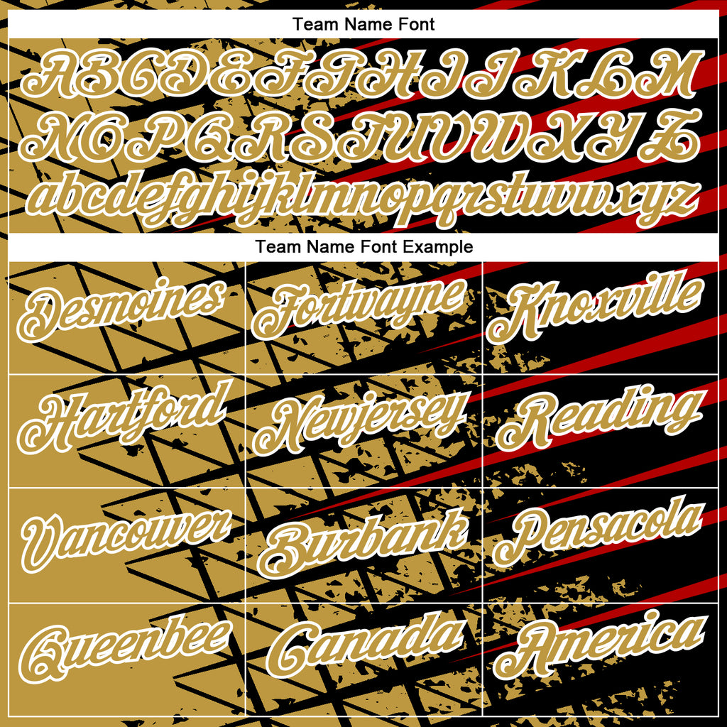 Custom Black Old Gold Red-White 3D Pattern Design Grid And Fragment Art Performance Polo Shirt