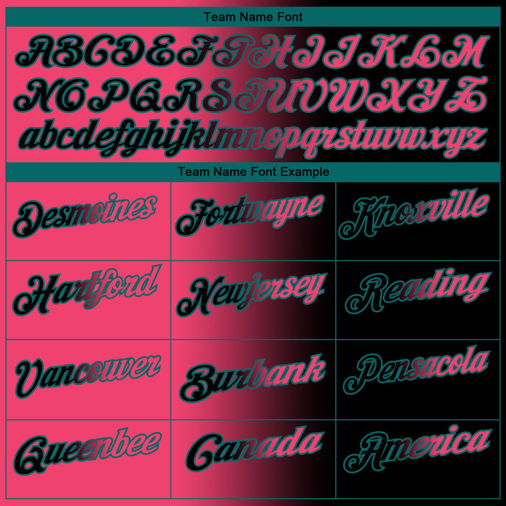 Custom Black Neon Pink-Teal 3D Gradient Fashion Performance Polo Shirt