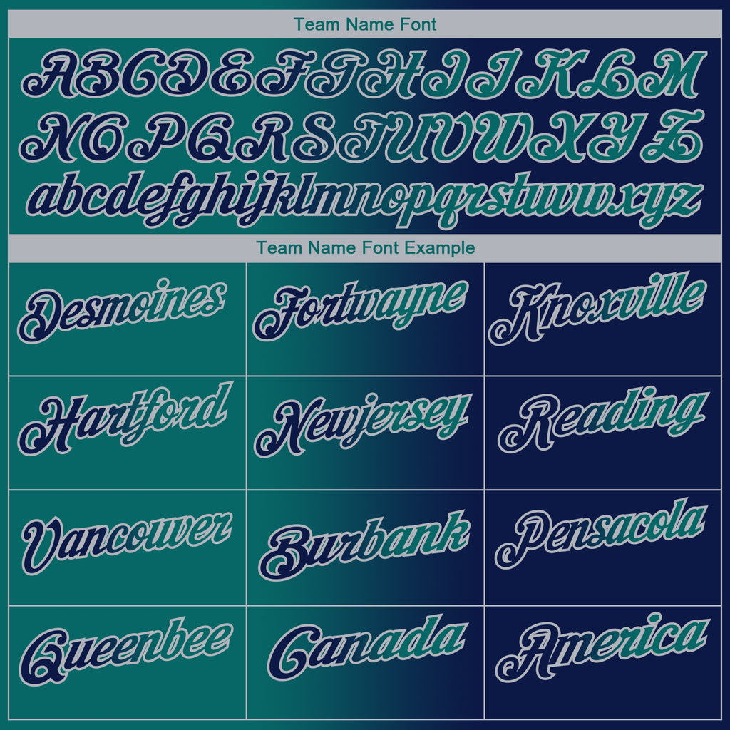 Custom Navy Teal-Gray 3D Gradient Fashion Performance Polo Shirt