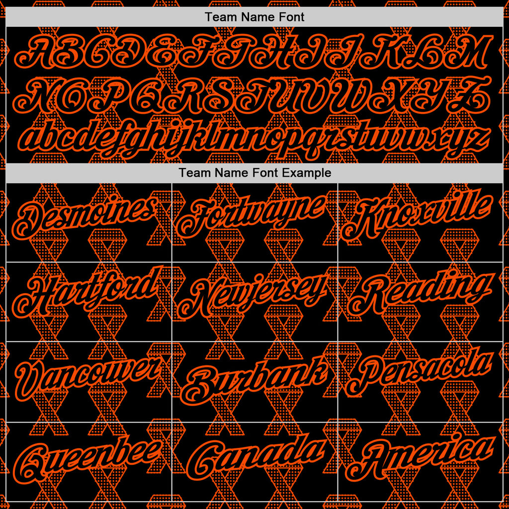Custom Black Orange 3D Pattern Design Orange Ribbon Kidney Cancer Awareness Performance Polo Shirt
