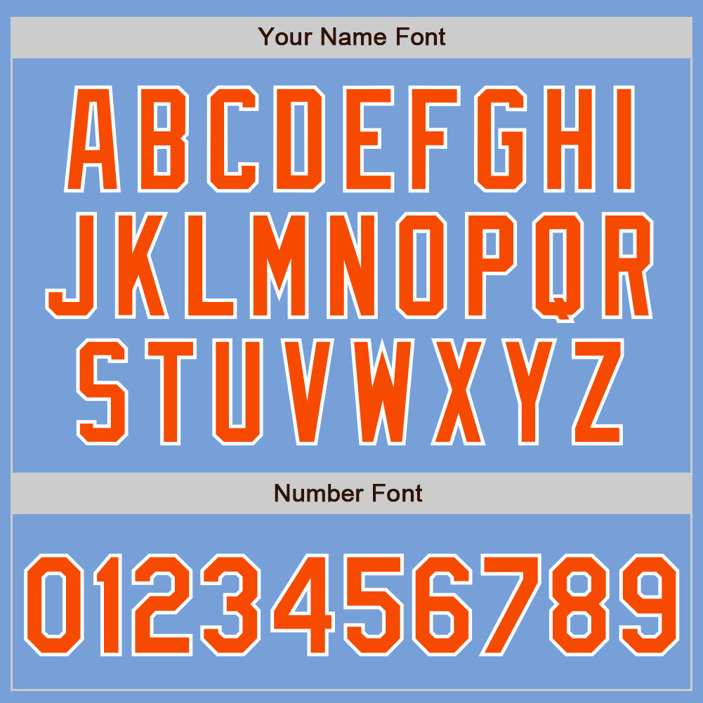Custom Powder Blue Orange-White Authentic Baseball Jersey