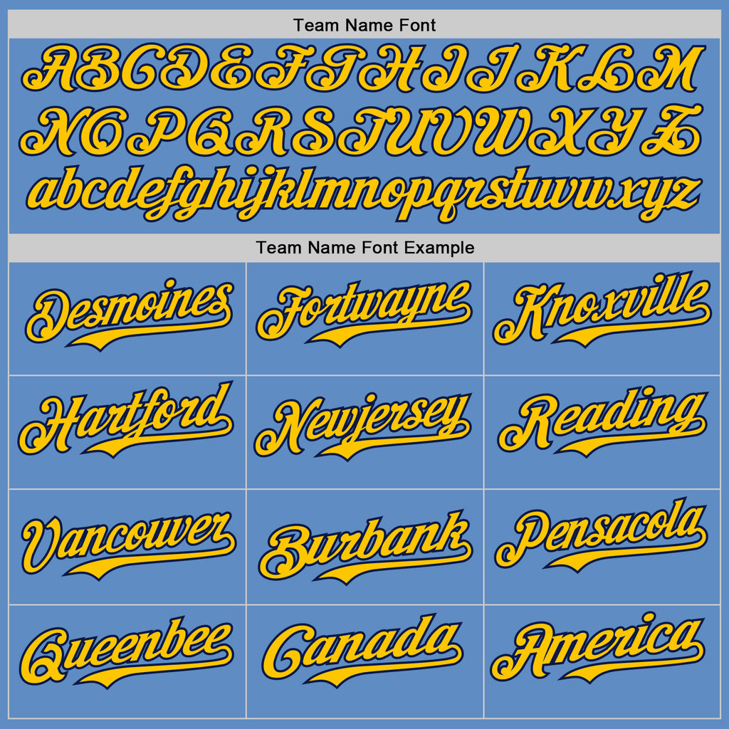 Custom Powder Blue Navy-Yellow Authentic Baseball Jersey
