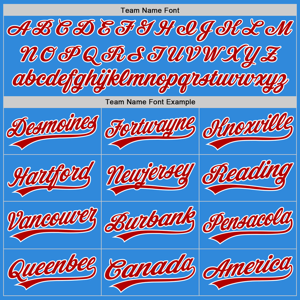 Custom Stitched Powder Blue Red-White Baseball Pullover Sweatshirt Hoodie