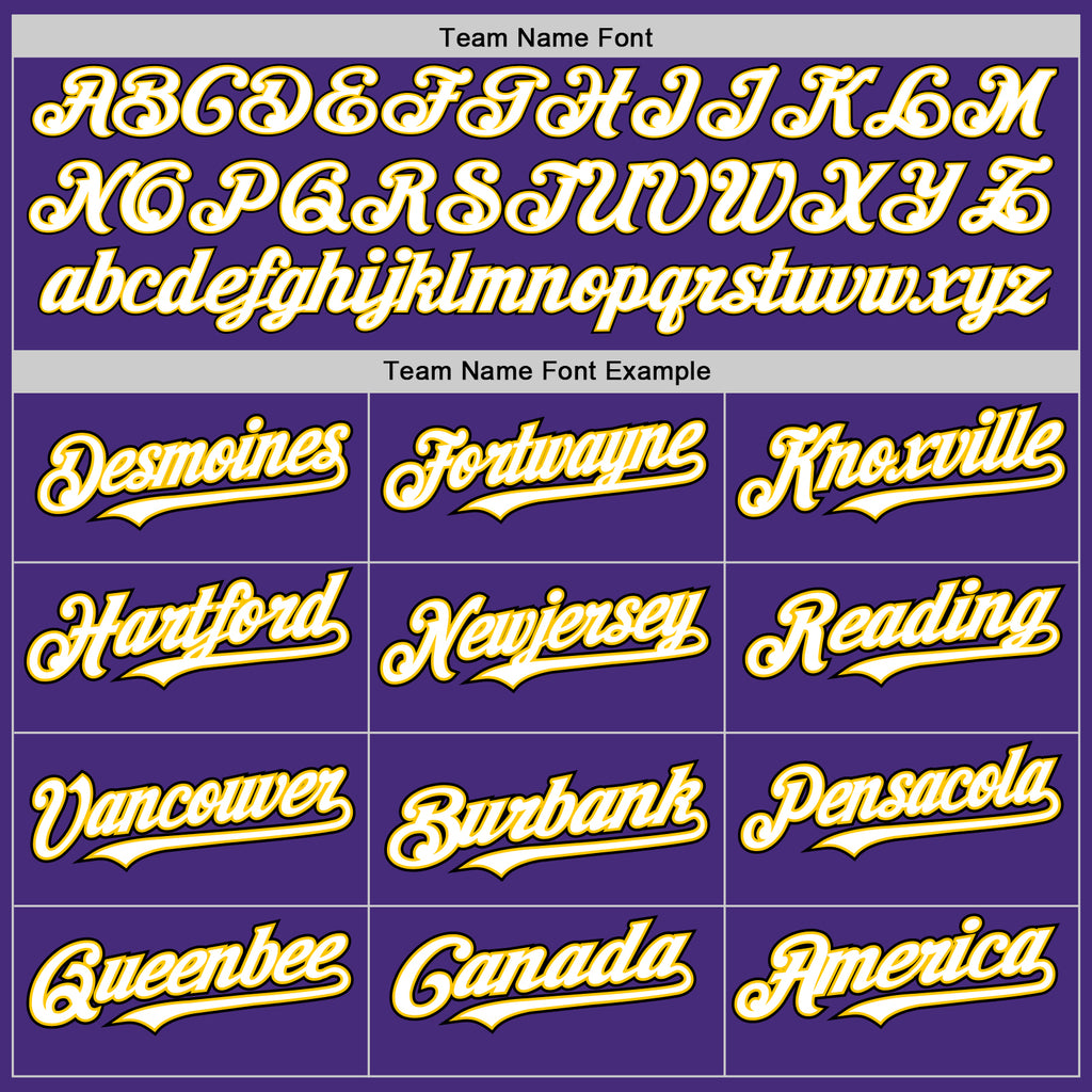 Custom Purple White Yellow-Black Authentic Baseball Jersey