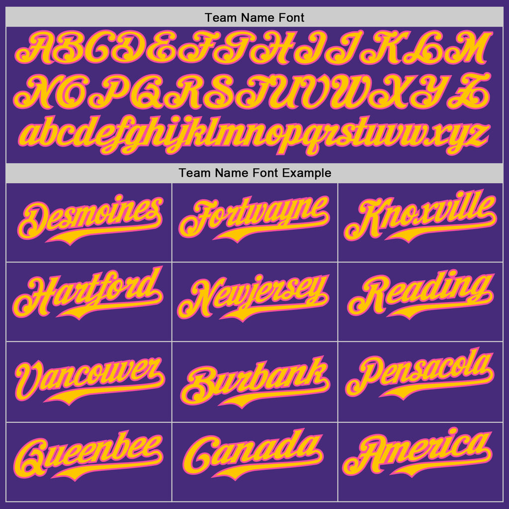 Custom Purple Yellow-Pink Authentic Baseball Jersey