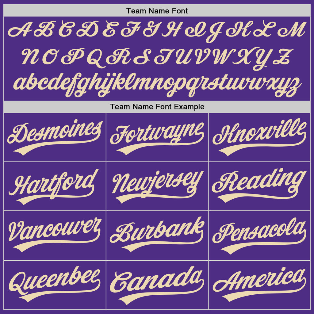 Custom Stitched Purple Cream Baseball Pullover Sweatshirt Hoodie