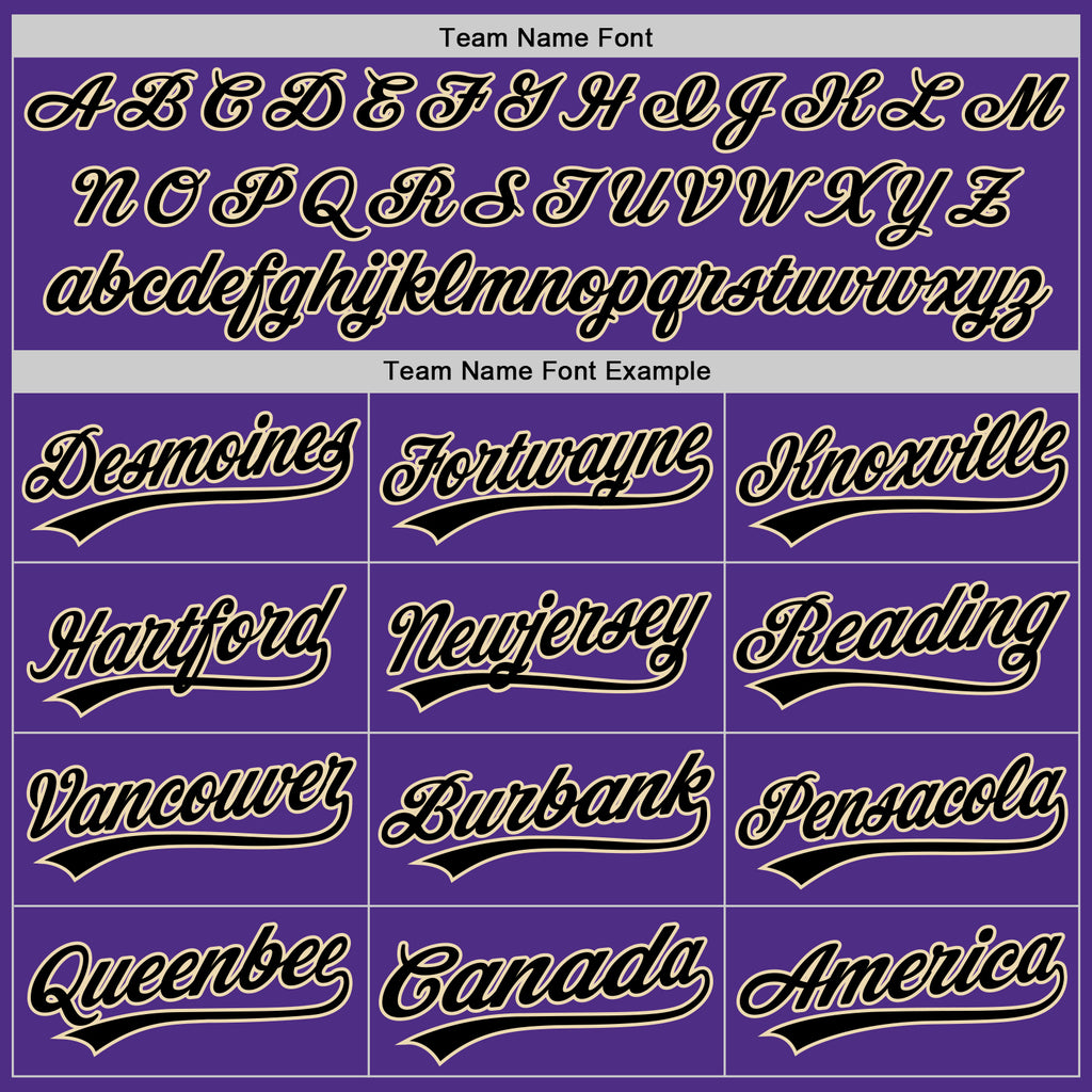 Custom Stitched Purple Black-Cream Baseball Pullover Sweatshirt Hoodie