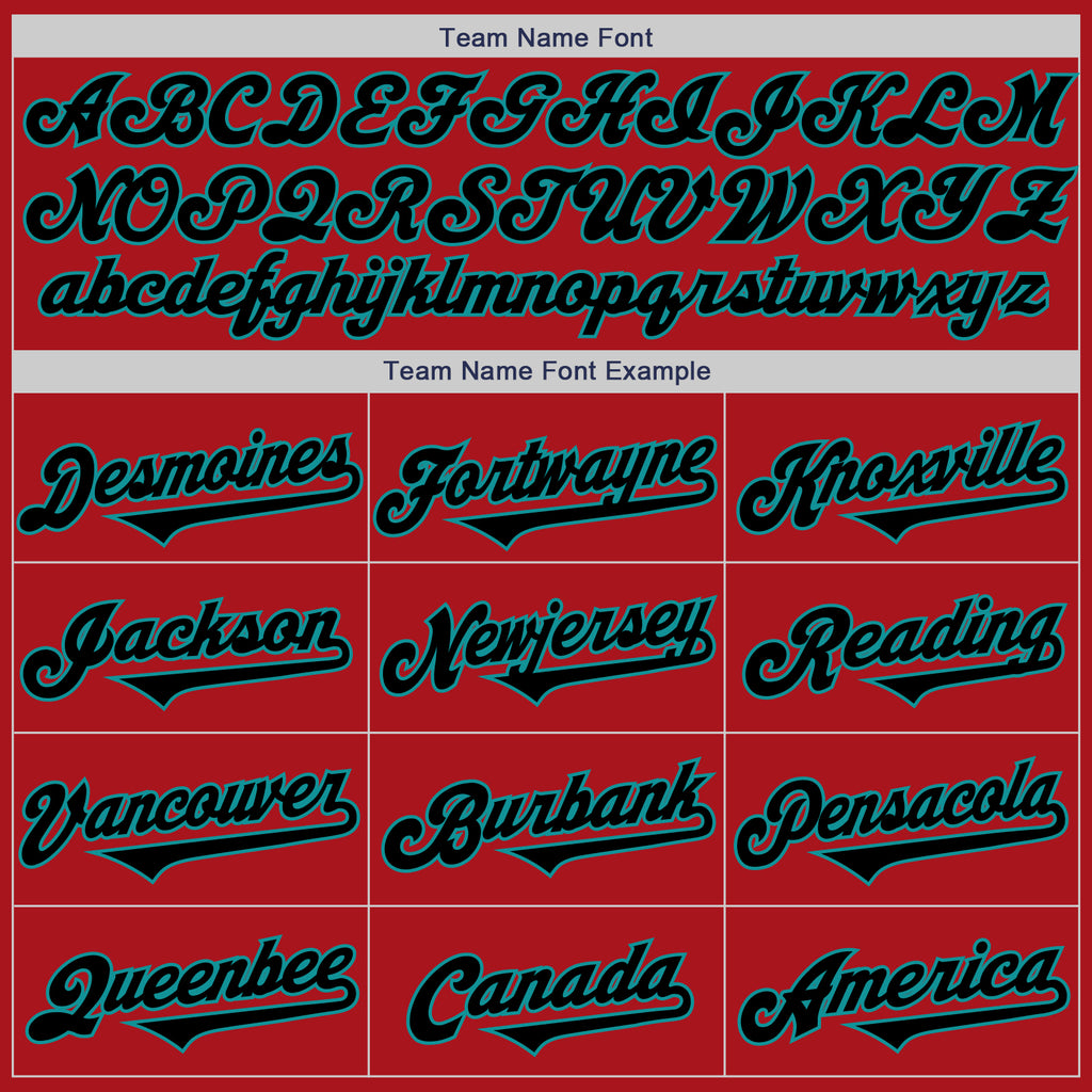 Custom Red Black-Teal Authentic Baseball Jersey