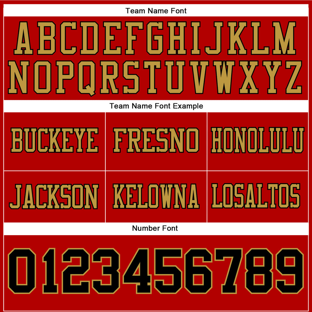 Custom Red Black-Old Gold Authentic Football Jersey