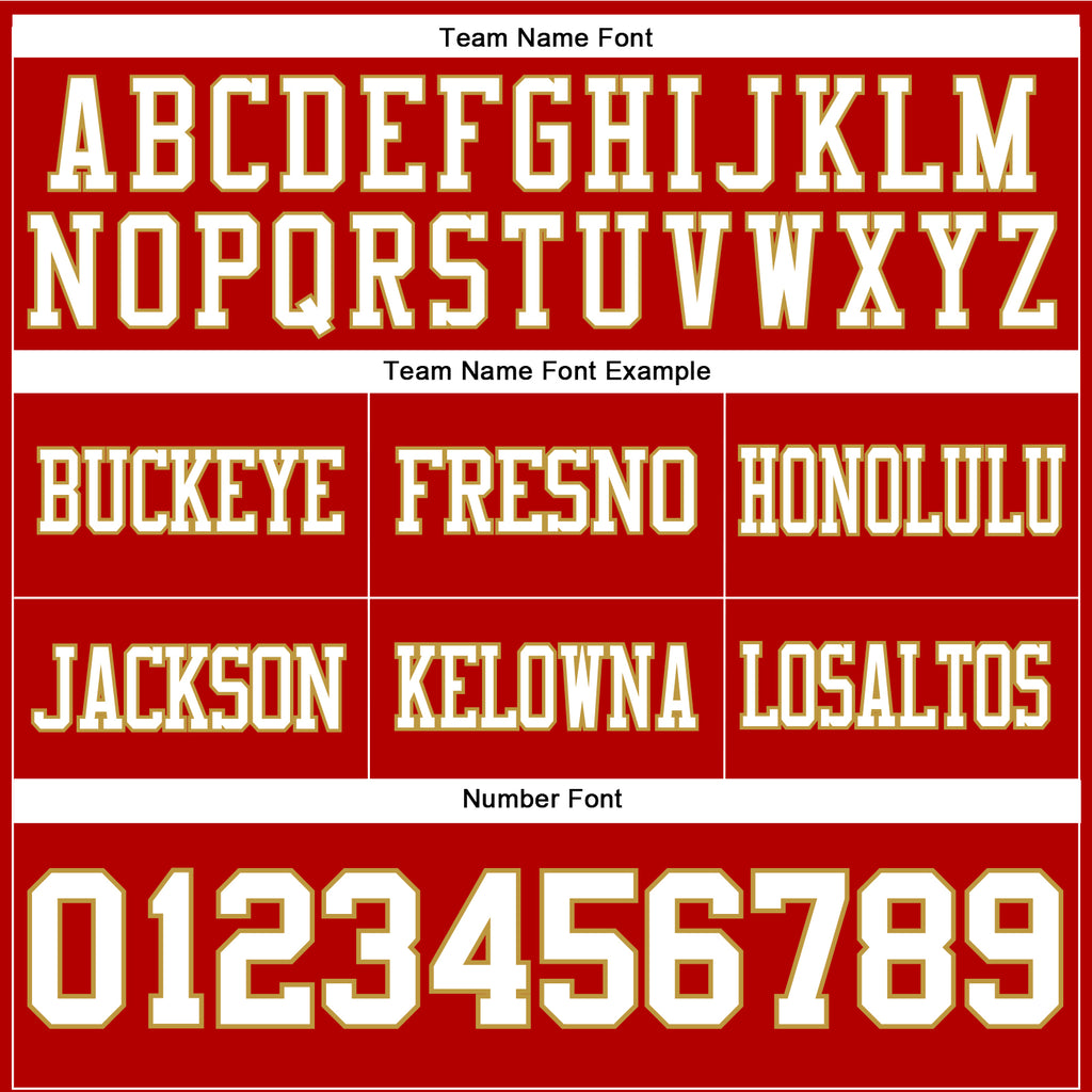 Custom Red White-Old Gold Authentic Football Jersey