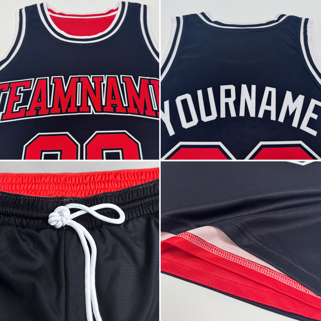 Custom Navy Vintage USA Flag Cream-Maroon Reversible Double Side Sublimation Basketball Suit Jersey