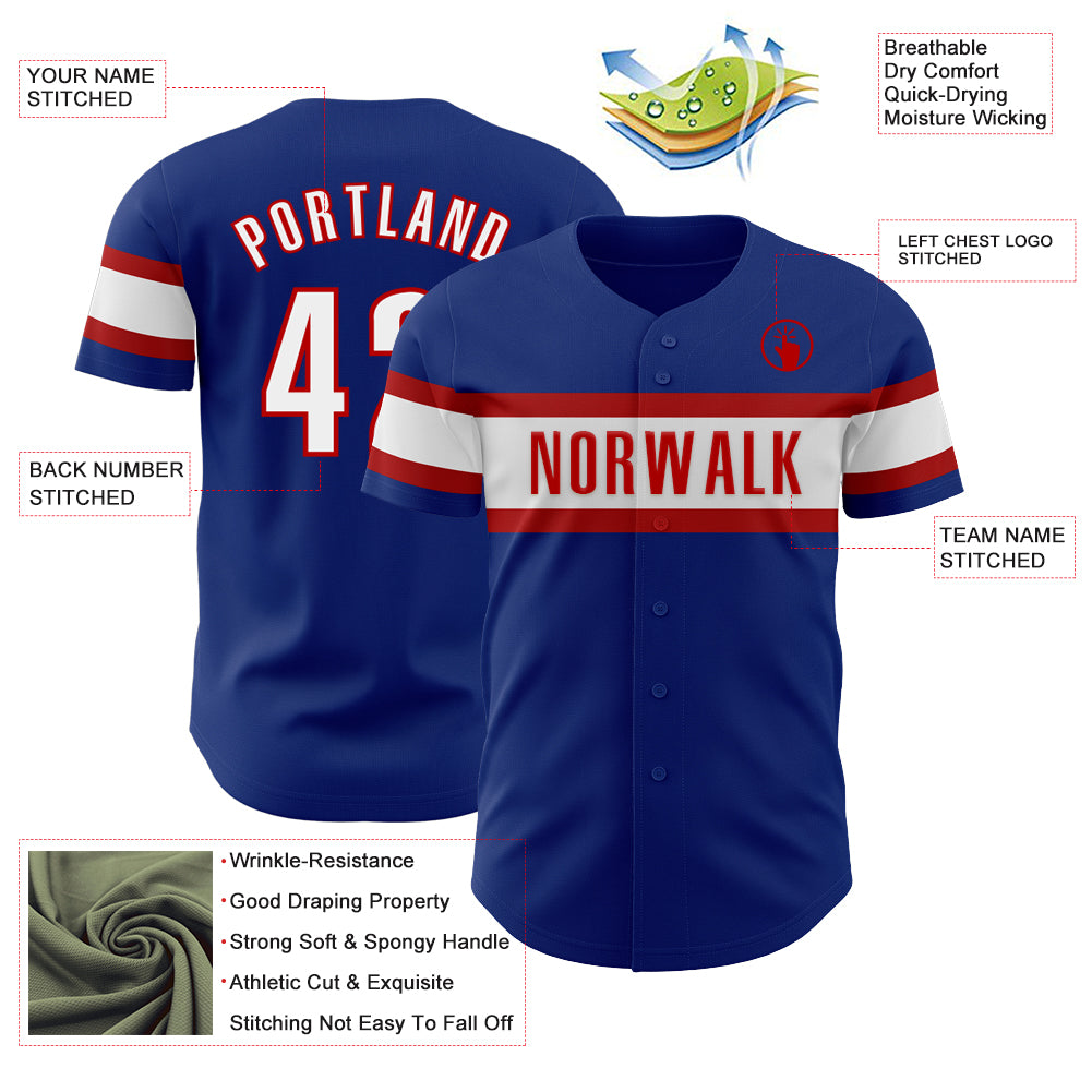 Custom Royal White-Red Authentic Baseball Jersey