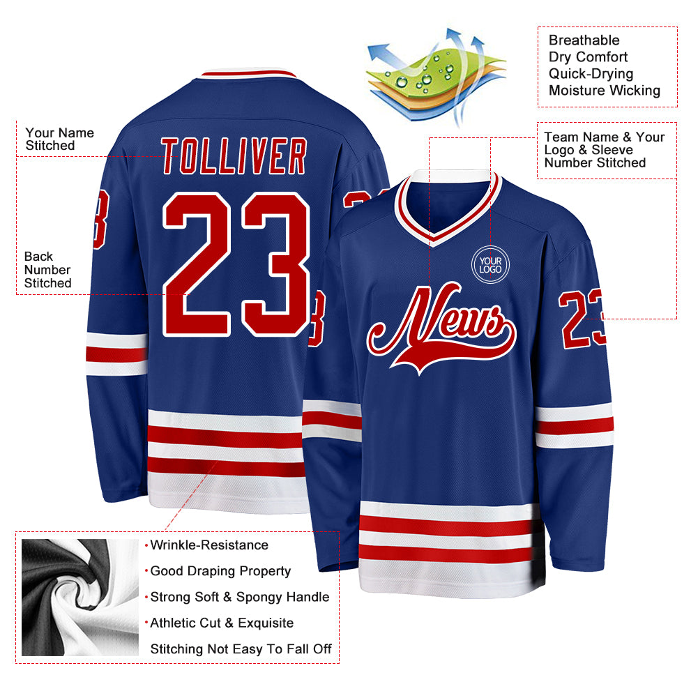 Custom Royal Red-White Hockey Jersey