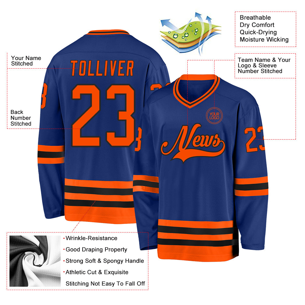 Custom Royal Orange-Black Hockey Jersey