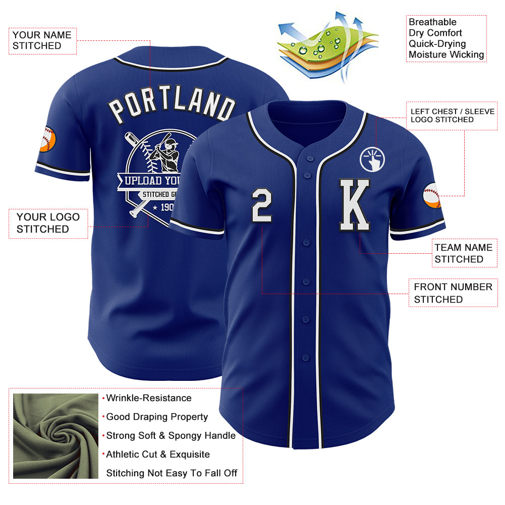Custom Royal White-Black Authentic Baseball Jersey