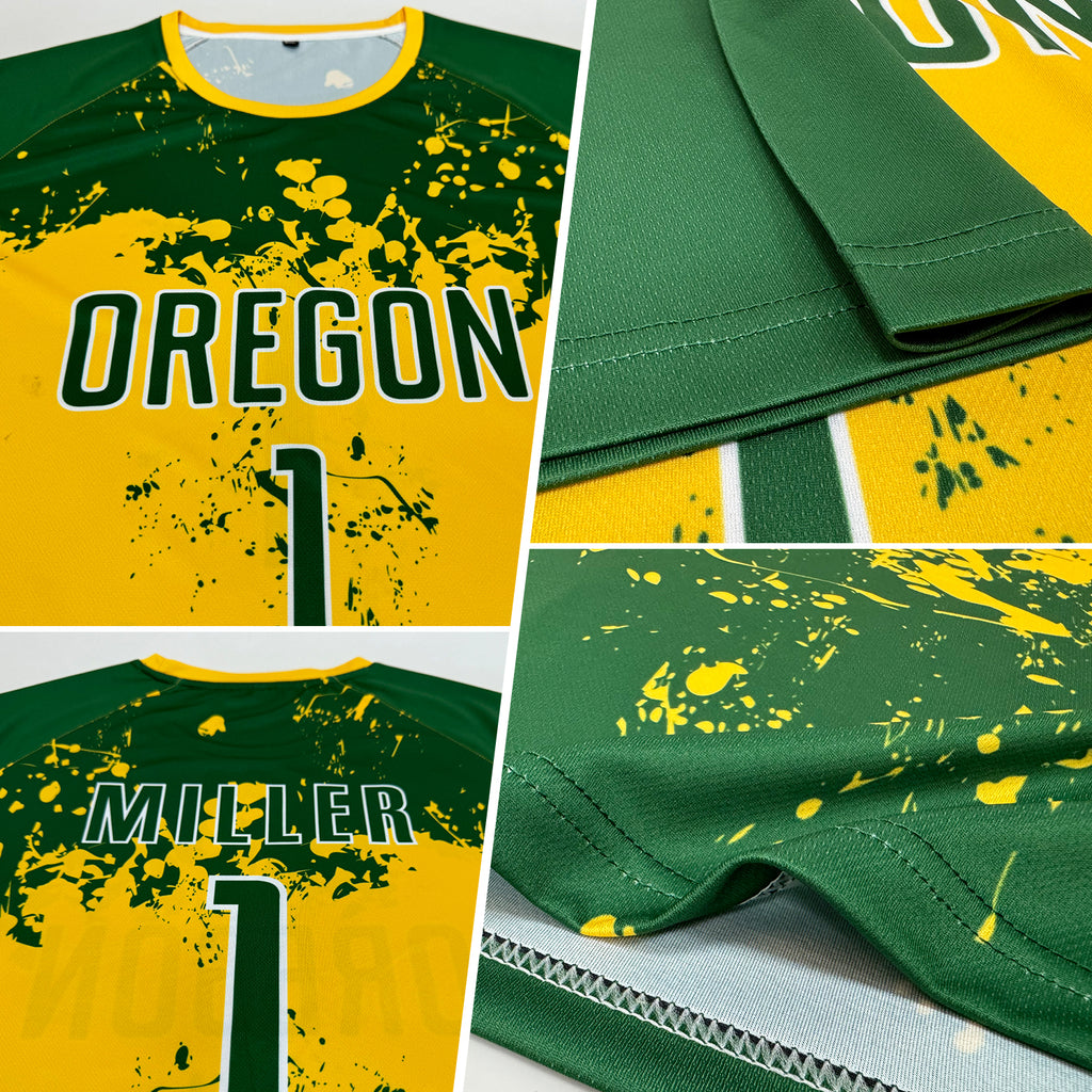 Custom Green Green-Gold Sublimation Soccer Uniform Jersey