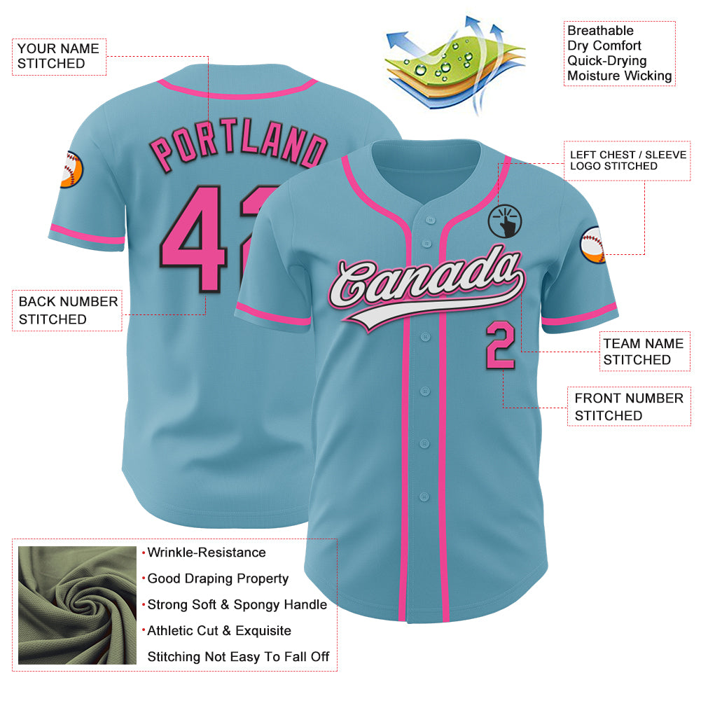 Custom Shadow Blue Pink-Black Authentic Baseball Jersey