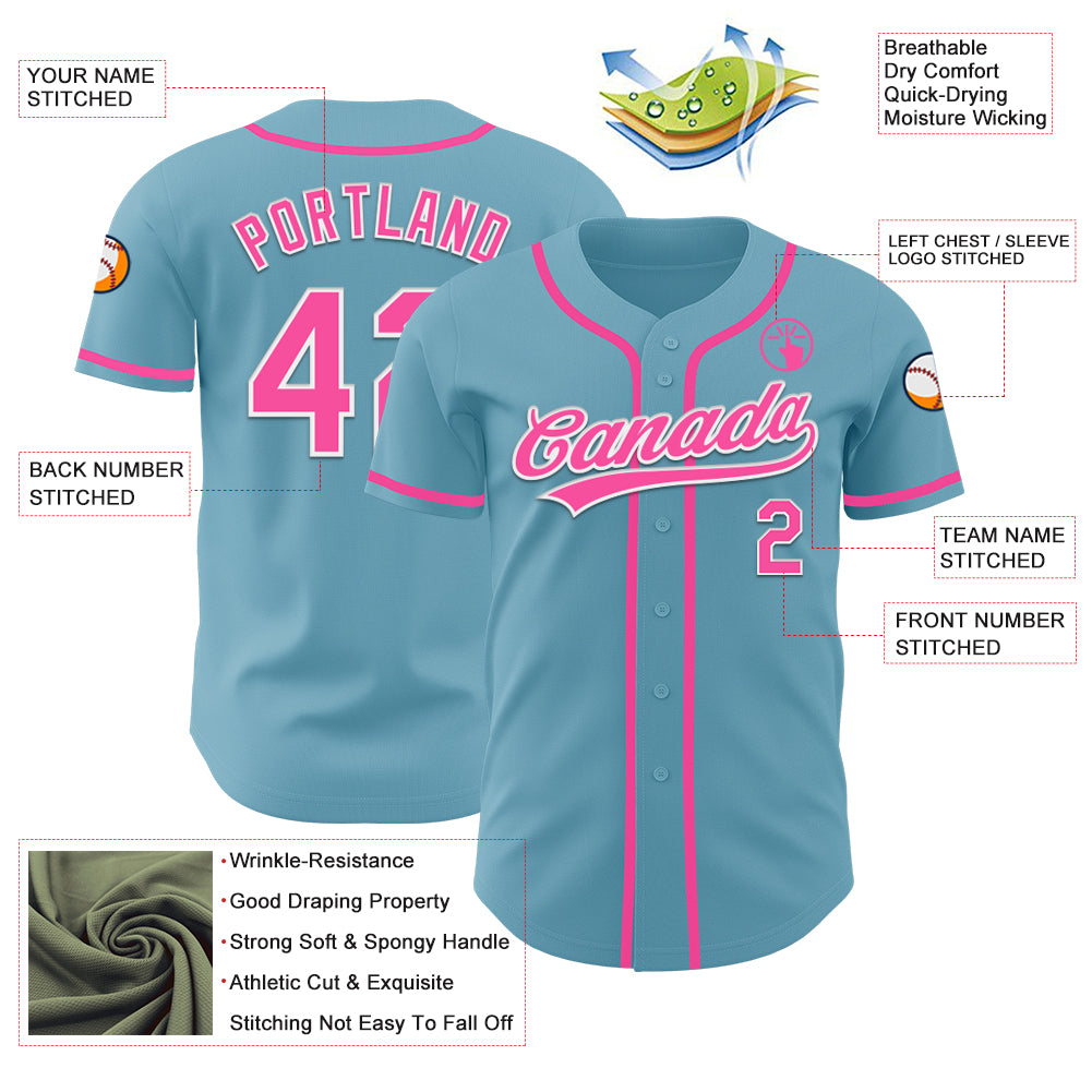 Custom Shadow Blue Pink-White Authentic Baseball Jersey
