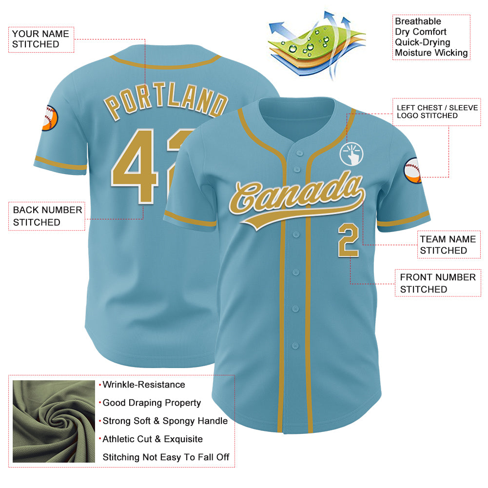 Custom Shadow Blue Old Gold-White Authentic Baseball Jersey