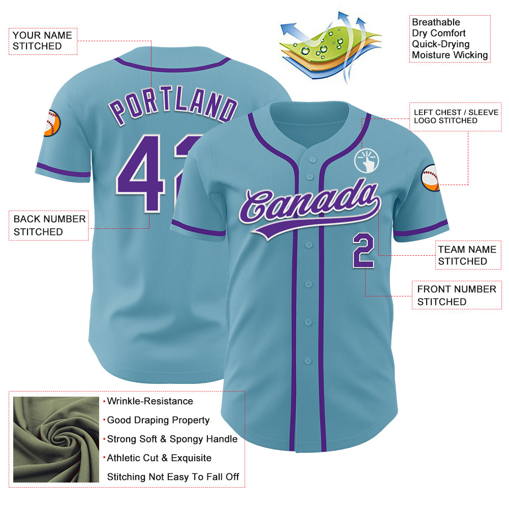 Custom Shadow Blue Purple-White Authentic Baseball Jersey